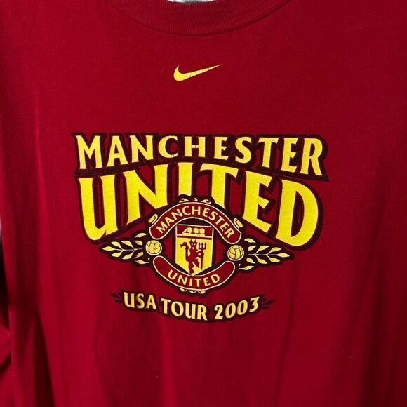VTG 2003 Nike Center Swoosh Manchester United USA Tour T Shirt Large - Picture 2 of 5
